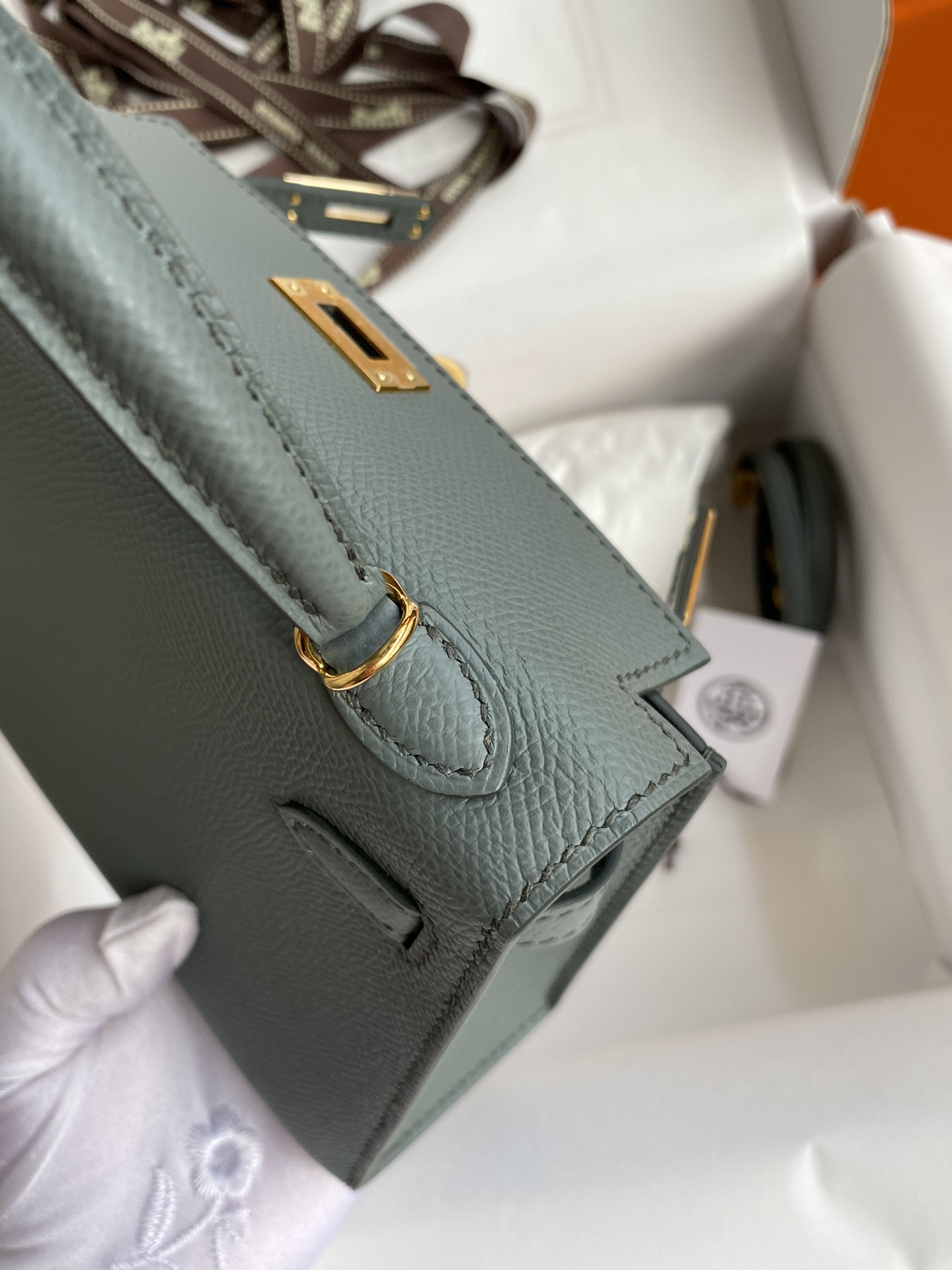 Hermes Kelly Mini II Bag 19CM In Vert Amande Epsom Leather